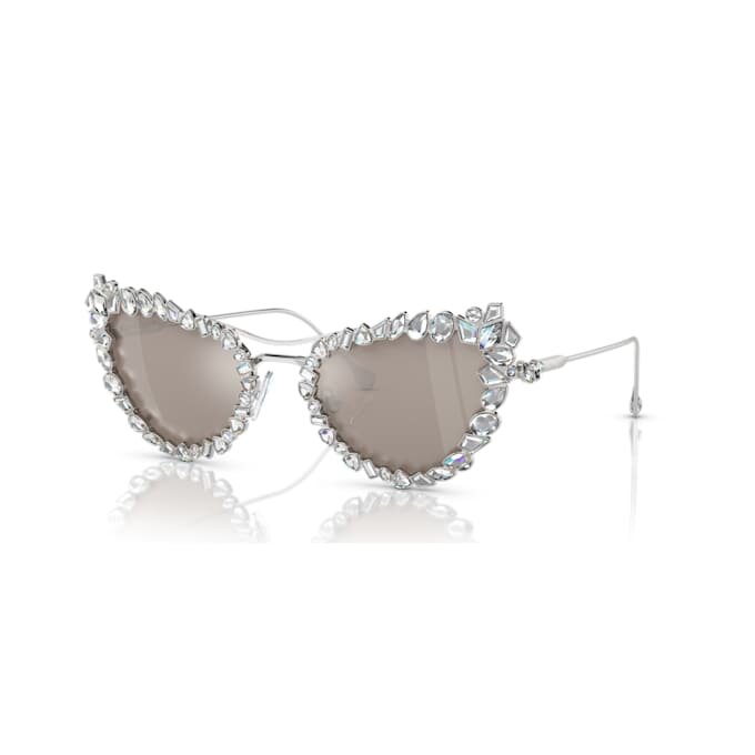 2 In 1 Clip-On Sunglasses Statement, Cat-Eye Shape, Sk7011, White 2 In 1 Clip-On Sunglasses Statement, Cat-Eye Shape, Sk7011, White