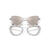 2 In 1 Clip-On Sunglasses Statement, Cat-Eye Shape, Sk7011, White 2 In 1 Clip-On Sunglasses Statement, Cat-Eye Shape, Sk7011, White