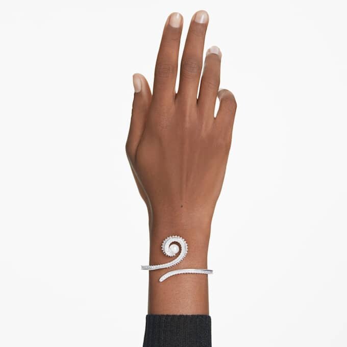 Ariana Grande X Swarovski Bangle Crystal Pearl, Baguette Cut, White, Rhodium Plated Ariana Grande X Swarovski Bangle Crystal Pearl, Baguette Cut, White, Rhodium Plated