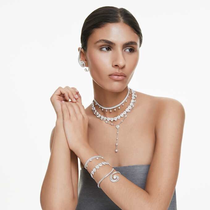 Ariana Grande X Swarovski Bracelet Crystal Pearl, Round Cut, White, Rhodium Plated Ariana Grande X Swarovski Bracelet Crystal Pearl, Round Cut, White, Rhodium Plated