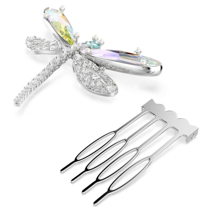 Ariana Grande X Swarovski Brooch and Hair Accessory Crystal Pearl, Mixed Cuts, Dragonfly, White, Rhodium Plated Ariana Grande X Swarovski Brooch and Hair Accessory Crystal Pearl, Mixed Cuts, Dragonfly, White, Rhodium Plated