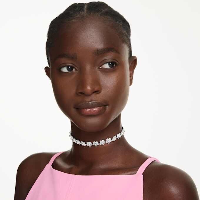 Ariana Grande X Swarovski Choker Crystal Pearl, Round Cut, White, Rhodium Plated Ariana Grande X Swarovski Choker Crystal Pearl, Round Cut, White, Rhodium Plated