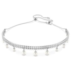 Ariana Grande X Swarovski Choker Crystal Pearl, Round Cut, White, Rhodium Plated Ariana Grande X Swarovski Choker Crystal Pearl, Round Cut, White, Rhodium Plated