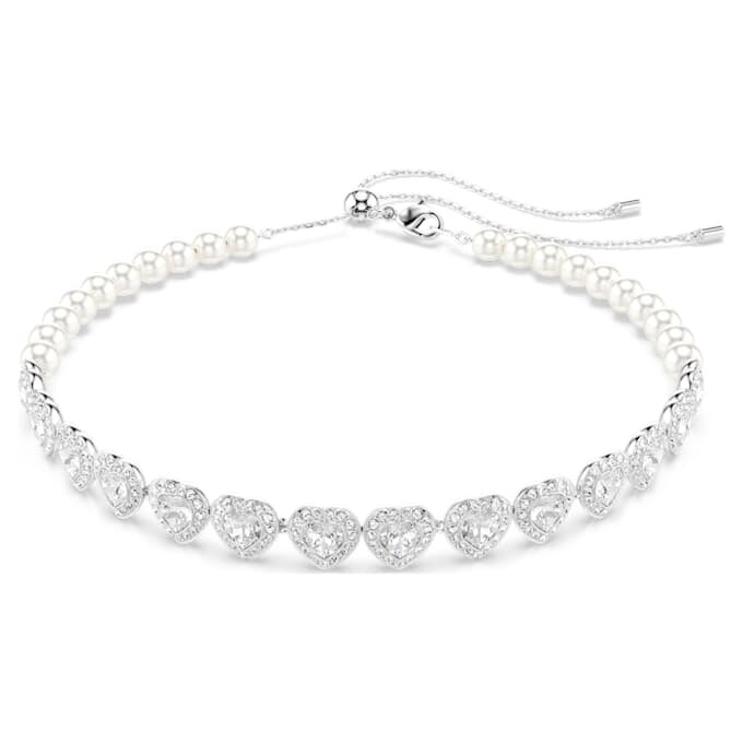 Ariana Grande X Swarovski Choker Mixed Cuts, Crystal Pearl, Heart, White, Rhodium Plated Ariana Grande X Swarovski Choker Mixed Cuts, Crystal Pearl, Heart, White, Rhodium Plated