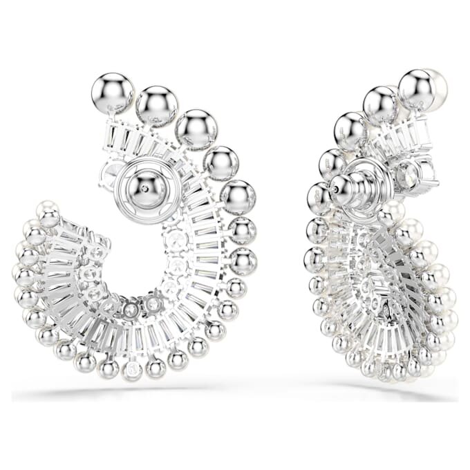 Ariana Grande X Swarovski Drop Earrings Crystal Pearl, Mixed Cuts, White, Rhodium Plated Ariana Grande X Swarovski Drop Earrings Crystal Pearl, Mixed Cuts, White, Rhodium Plated