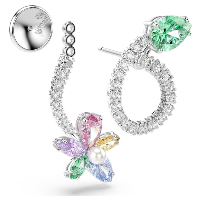 Ariana Grande X Swarovski Drop Earrings with Ear Jacket Mixed Cuts, Dragonfly, Flower, Multicolored, Rhodium Plated Ariana Grande X Swarovski Drop Earrings with Ear Jacket Mixed Cuts, Dragonfly, Flower, Multicolored, Rhodium Plated