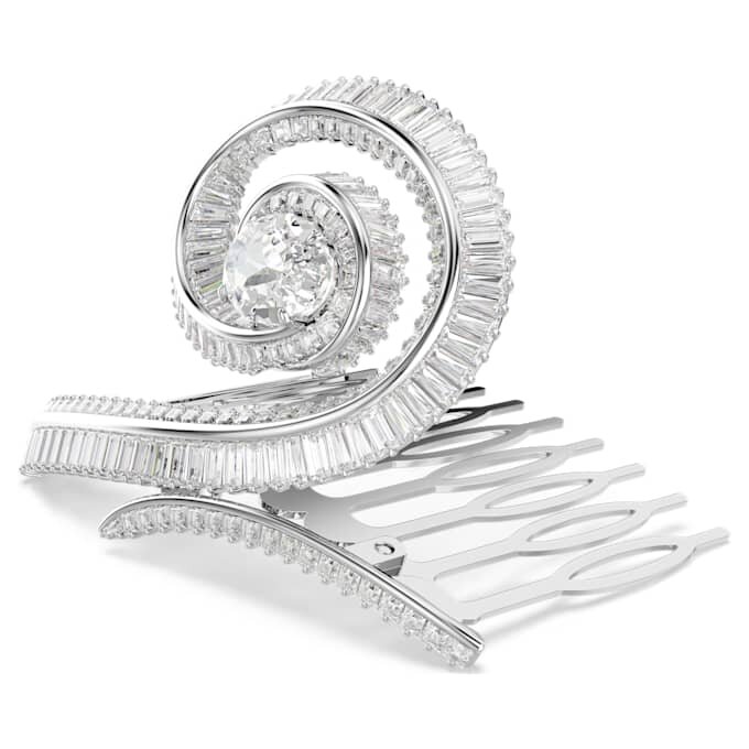 Ariana Grande X Swarovski Hair Clip Baguette Cut, White, Rhodium Plated Ariana Grande X Swarovski Hair Clip Baguette Cut, White, Rhodium Plated