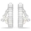 Ariana Grande X Swarovski Hoop Earrings Crystal Pearl, Baguette Cut, White, Rhodium Plated Ariana Grande X Swarovski Hoop Earrings Crystal Pearl, Baguette Cut, White, Rhodium Plated