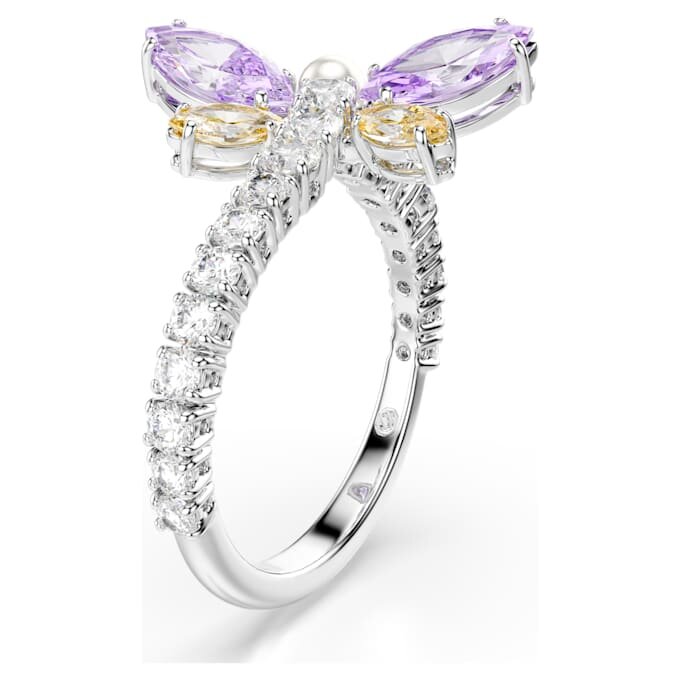 Ariana Grande X Swarovski Motif Ring Mixed Cuts, Dragonfly, Multicolored, Rhodium Plated Ariana Grande X Swarovski Motif Ring Mixed Cuts, Dragonfly, Multicolored, Rhodium Plated