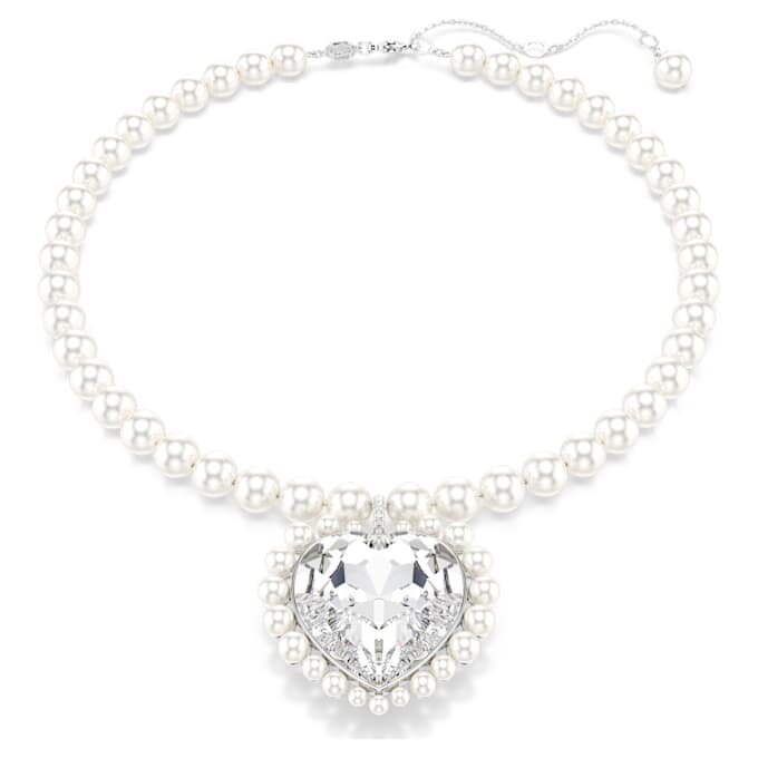 Ariana Grande X Swarovski Necklace Crystal Pearl, Heart Cut, Heart, White, Rhodium Plated Ariana Grande X Swarovski Necklace Crystal Pearl, Heart Cut, Heart, White, Rhodium Plated
