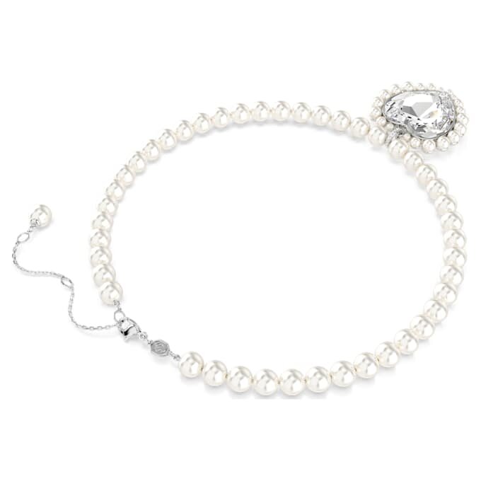 Ariana Grande X Swarovski Necklace Crystal Pearl, Heart Cut, Heart, White, Rhodium Plated Ariana Grande X Swarovski Necklace Crystal Pearl, Heart Cut, Heart, White, Rhodium Plated