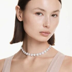 Ariana Grande X Swarovski Necklace Round Cut, Flower, White, Rhodium Plated