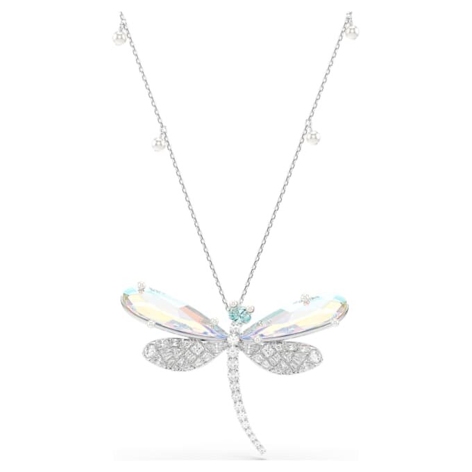 Ariana Grande X Swarovski Pendant and Brooch Crystal Pearl, Mixed Cuts, Dragonfly, White, Rhodium Plated Ariana Grande X Swarovski Pendant and Brooch Crystal Pearl, Mixed Cuts, Dragonfly, White, Rhodium Plated