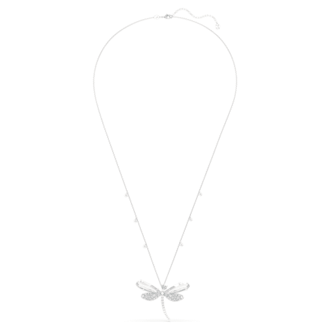 Ariana Grande X Swarovski Pendant and Brooch Crystal Pearl, Mixed Cuts, Dragonfly, White, Rhodium Plated Ariana Grande X Swarovski Pendant and Brooch Crystal Pearl, Mixed Cuts, Dragonfly, White, Rhodium Plated