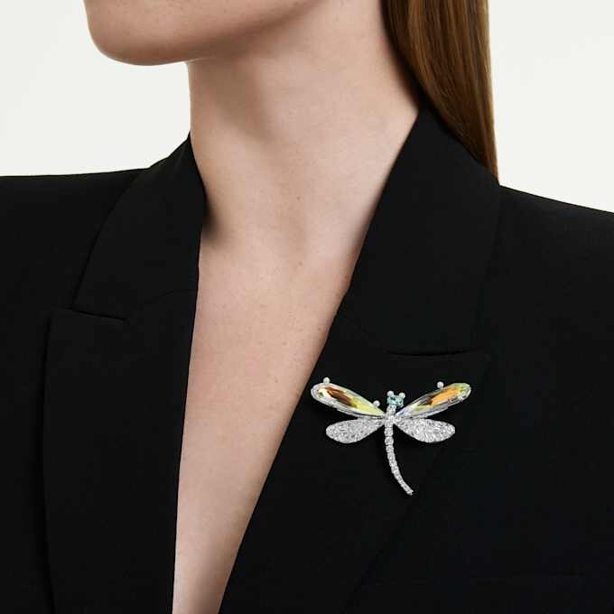 Ariana Grande X Swarovski Brooch and Hair Accessory Crystal Pearl, Mixed Cuts, Dragonfly, White, Rhodium Plated Ariana Grande X Swarovski Brooch and Hair Accessory Crystal Pearl, Mixed Cuts, Dragonfly, White, Rhodium Plated