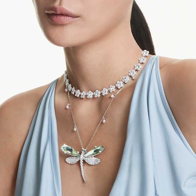 Ariana Grande X Swarovski Necklace Round Cut, Flower, White, Rhodium Plated Ariana Grande X Swarovski Necklace Round Cut, Flower, White, Rhodium Plated