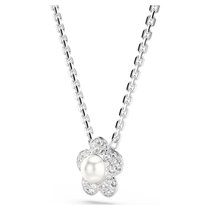 Ariana Grande X Swarovski Pendant Crystal Pearl, Round Cut, Flower, White, Rhodium Plated Ariana Grande X Swarovski Pendant Crystal Pearl, Round Cut, Flower, White, Rhodium Plated