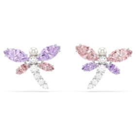 Ariana Grande X Swarovski Stud Earrings Mixed Cuts, Dragonfly, Multicolored, Rhodium Plated