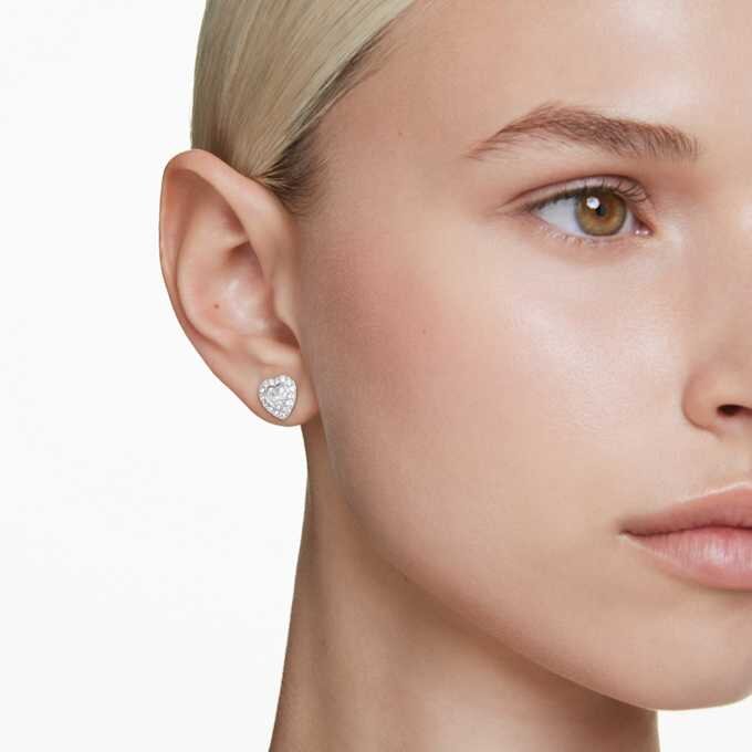 Ariana Grande X Swarovski Stud Earrings Mixed Cuts, Heart, White, Rhodium Plated Ariana Grande X Swarovski Stud Earrings Mixed Cuts, Heart, White, Rhodium Plated