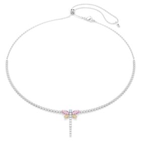 Ariana Grande X Swarovski Y Necklace Mixed Cuts, Dragonfly, Multicolored, Rhodium Plated