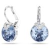 Bella V Drop Earrings Round Cut, Blue, Rhodium Plated Bella V Drop Earrings Round Cut, Blue, Rhodium Plated
