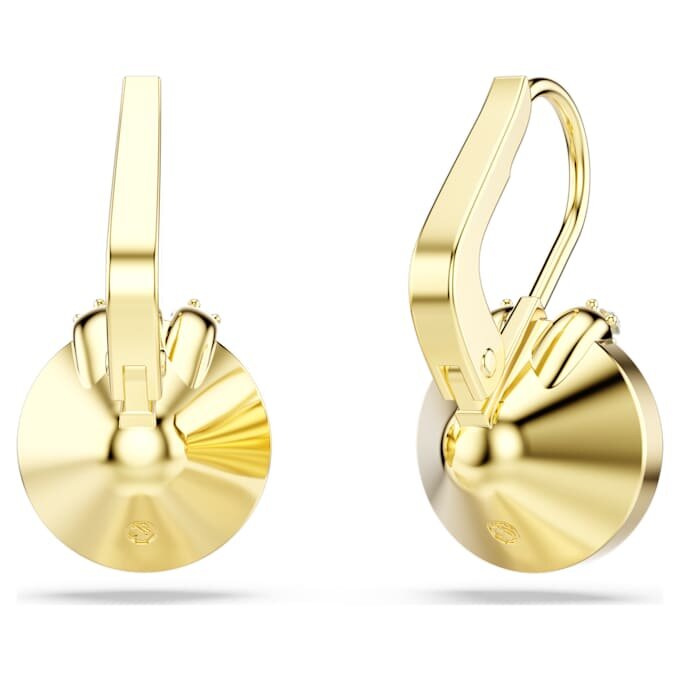 Bella V Drop Earrings Round Cut, Green, Gold-Tone Plated Bella V Drop Earrings Round Cut, Green, Gold-Tone Plated