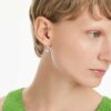 Bella V Drop Earrings Round Cut, Pink, Rhodium Plated Bella V Drop Earrings Round Cut, Pink, Rhodium Plated