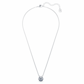 Bella V Pendant Round Cut, Blue, Rhodium Plated