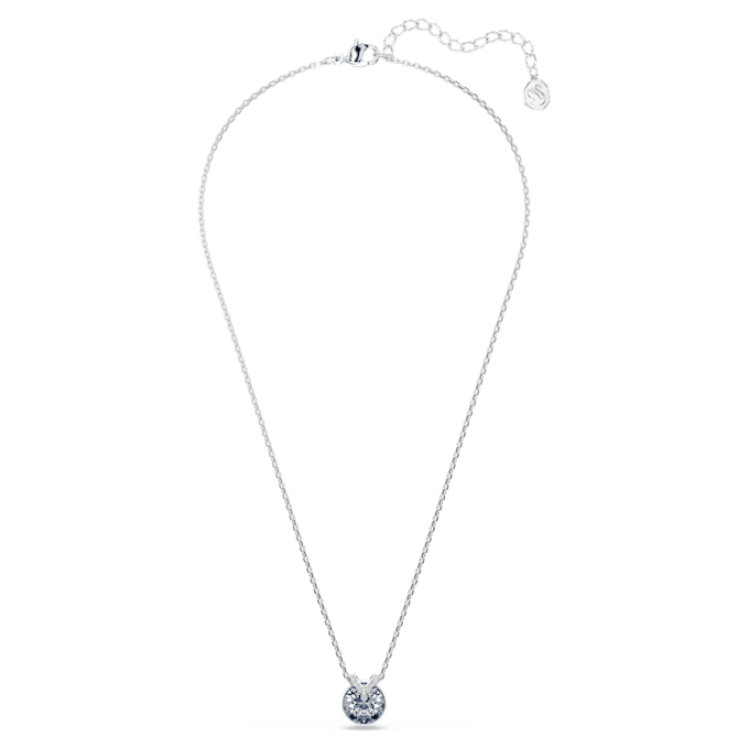 Bella V Pendant Round Cut, Blue, Rhodium Plated Bella V Pendant Round Cut, Blue, Rhodium Plated