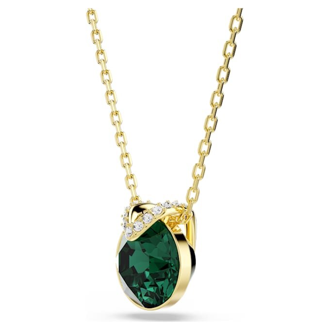 Bella V Pendant Round Cut, Green, Gold-Tone Plated Bella V Pendant Round Cut, Green, Gold-Tone Plated