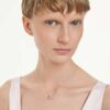 Bella V Pendant Round Cut, Pink, Rhodium Plated Bella V Pendant Round Cut, Pink, Rhodium Plated