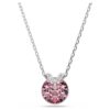 Bella V Pendant Round Cut, Pink, Rhodium Plated Bella V Pendant Round Cut, Pink, Rhodium Plated