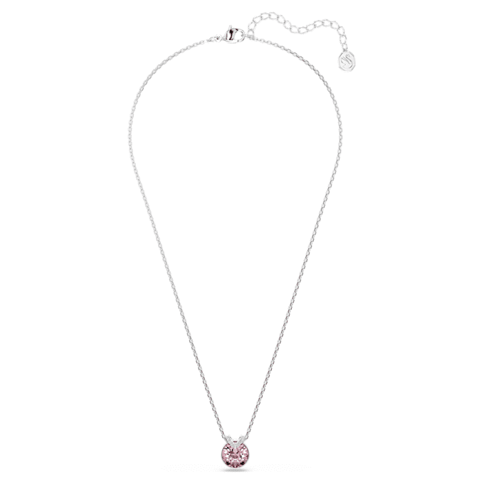 Bella V Pendant Round Cut, Pink, Rhodium Plated Bella V Pendant Round Cut, Pink, Rhodium Plated