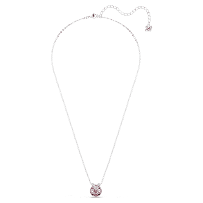 Bella V Pendant Round Cut, Pink, Rhodium Plated Bella V Pendant Round Cut, Pink, Rhodium Plated