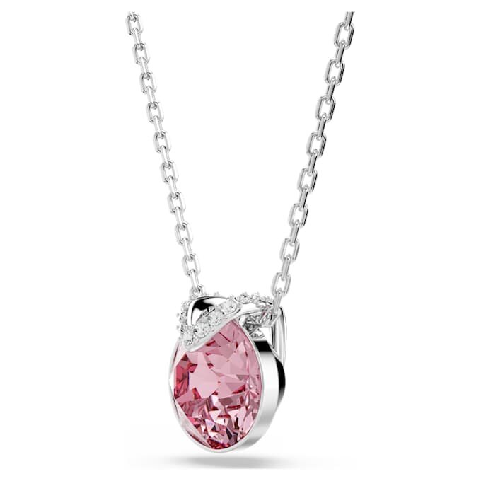 Bella V Pendant Round Cut, Pink, Rhodium Plated Bella V Pendant Round Cut, Pink, Rhodium Plated
