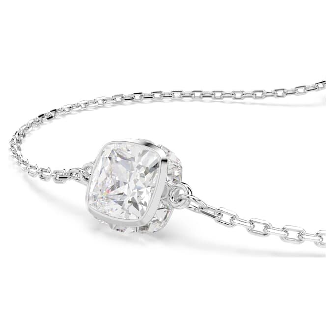 Birthstone Bracelet Square Cut, April, White, Rhodium Plated Birthstone Bracelet Square Cut, April, White, Rhodium Plated