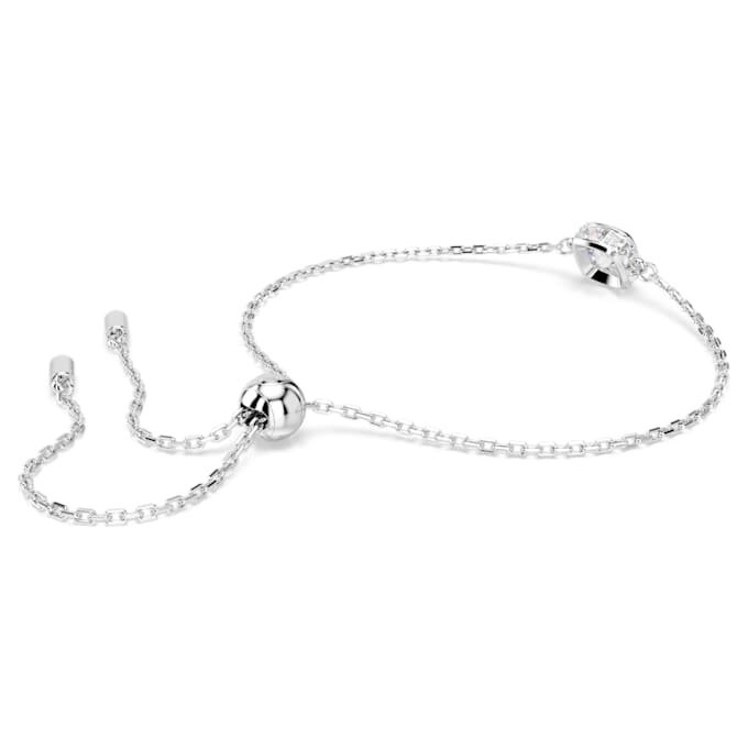 Birthstone Bracelet Square Cut, April, White, Rhodium Plated Birthstone Bracelet Square Cut, April, White, Rhodium Plated