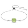 Birthstone Bracelet Square Cut, August, Green, Rhodium Plated Birthstone Bracelet Square Cut, August, Green, Rhodium Plated