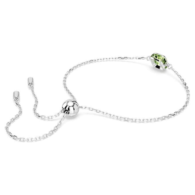 Birthstone Bracelet Square Cut, August, Green, Rhodium Plated Birthstone Bracelet Square Cut, August, Green, Rhodium Plated