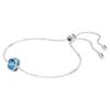 Birthstone Bracelet Square Cut, December, Blue, Rhodium Plated Birthstone Bracelet Square Cut, December, Blue, Rhodium Plated
