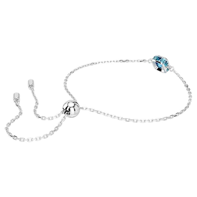 Birthstone Bracelet Square Cut, December, Blue, Rhodium Plated Birthstone Bracelet Square Cut, December, Blue, Rhodium Plated