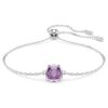 Birthstone Bracelet Square Cut, February, Purple, Rhodium Plated Birthstone Bracelet Square Cut, February, Purple, Rhodium Plated