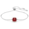 Birthstone Bracelet Square Cut, January, Red, Rhodium Plated Birthstone Bracelet Square Cut, January, Red, Rhodium Plated