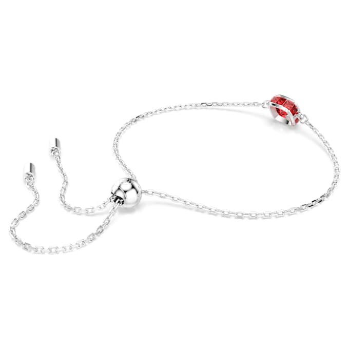 Birthstone Bracelet Square Cut, July, Red, Rhodium Plated Birthstone Bracelet Square Cut, July, Red, Rhodium Plated