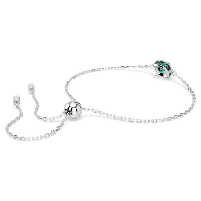 Birthstone Bracelet Square Cut, May, Green, Rhodium Plated Birthstone Bracelet Square Cut, May, Green, Rhodium Plated