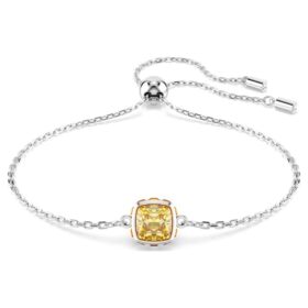 Birthstone Bracelet Square Cut, November, Yellow, Rhodium Plated