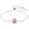 Birthstone Bracelet Square Cut, October, Pink, Rhodium Plated Birthstone Bracelet Square Cut, October, Pink, Rhodium Plated