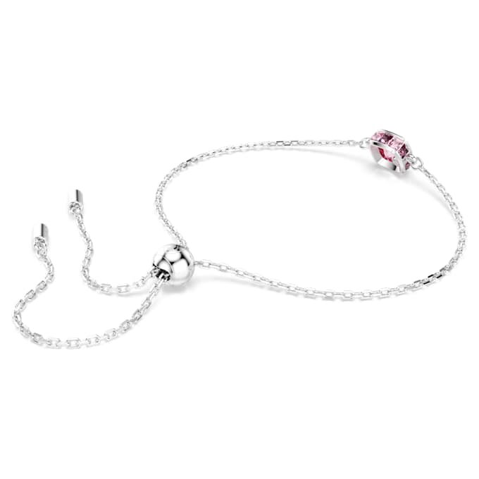 Birthstone Bracelet Square Cut, October, Pink, Rhodium Plated Birthstone Bracelet Square Cut, October, Pink, Rhodium Plated