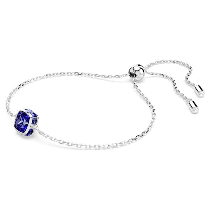 Birthstone Bracelet Square Cut, September, Blue, Rhodium Plated Birthstone Bracelet Square Cut, September, Blue, Rhodium Plated