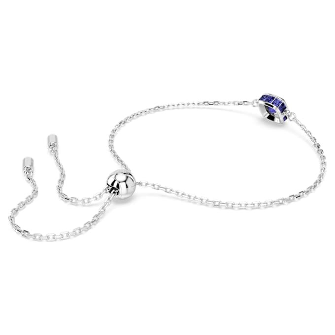 Birthstone Bracelet Square Cut, September, Blue, Rhodium Plated Birthstone Bracelet Square Cut, September, Blue, Rhodium Plated